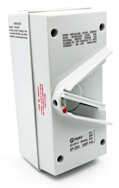 Weatherproof Isolator 2P 20A/440V UKF2-20