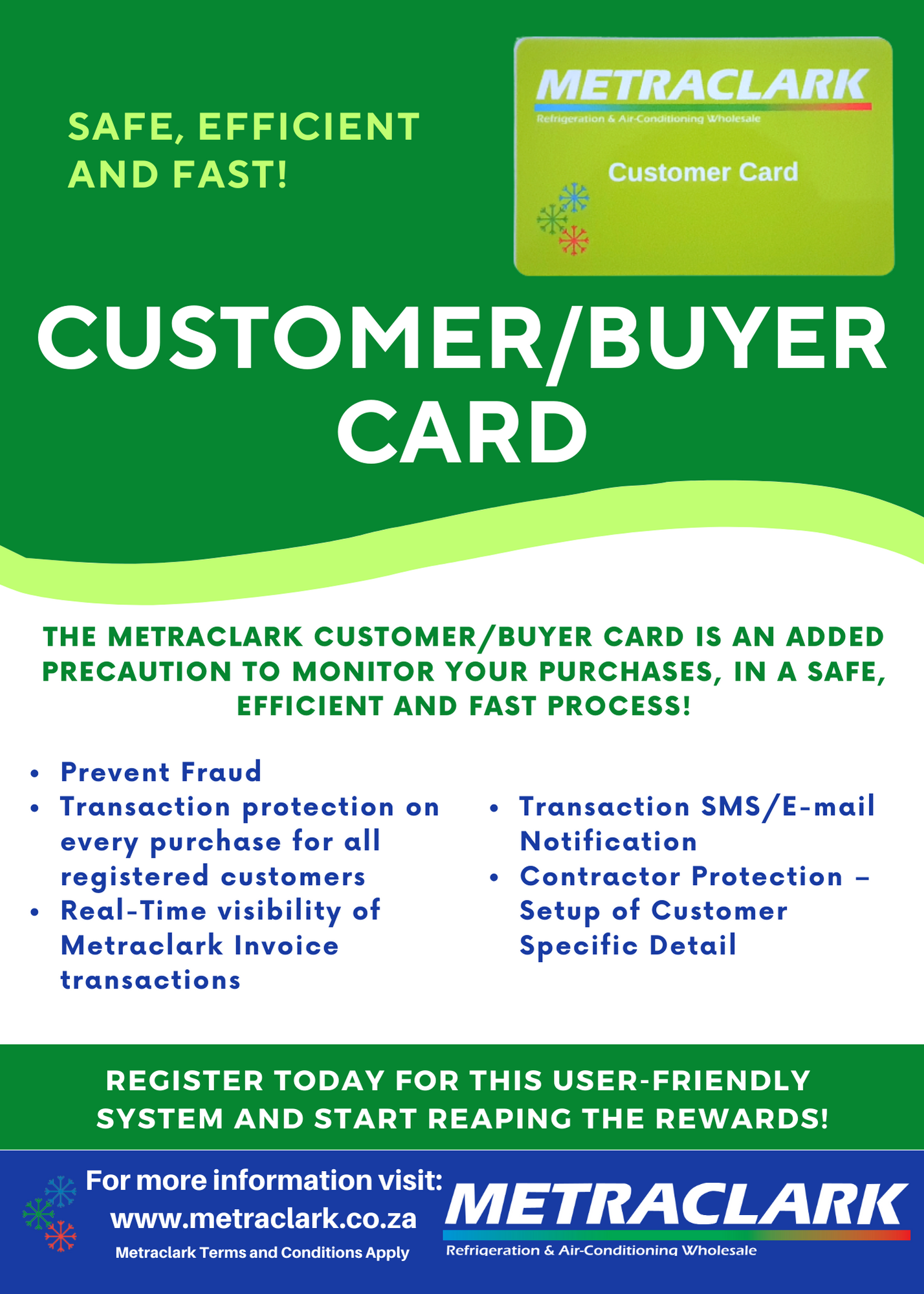 Safe, Efficient and Fast-Get the Metraclark Customer/Buyer Card!