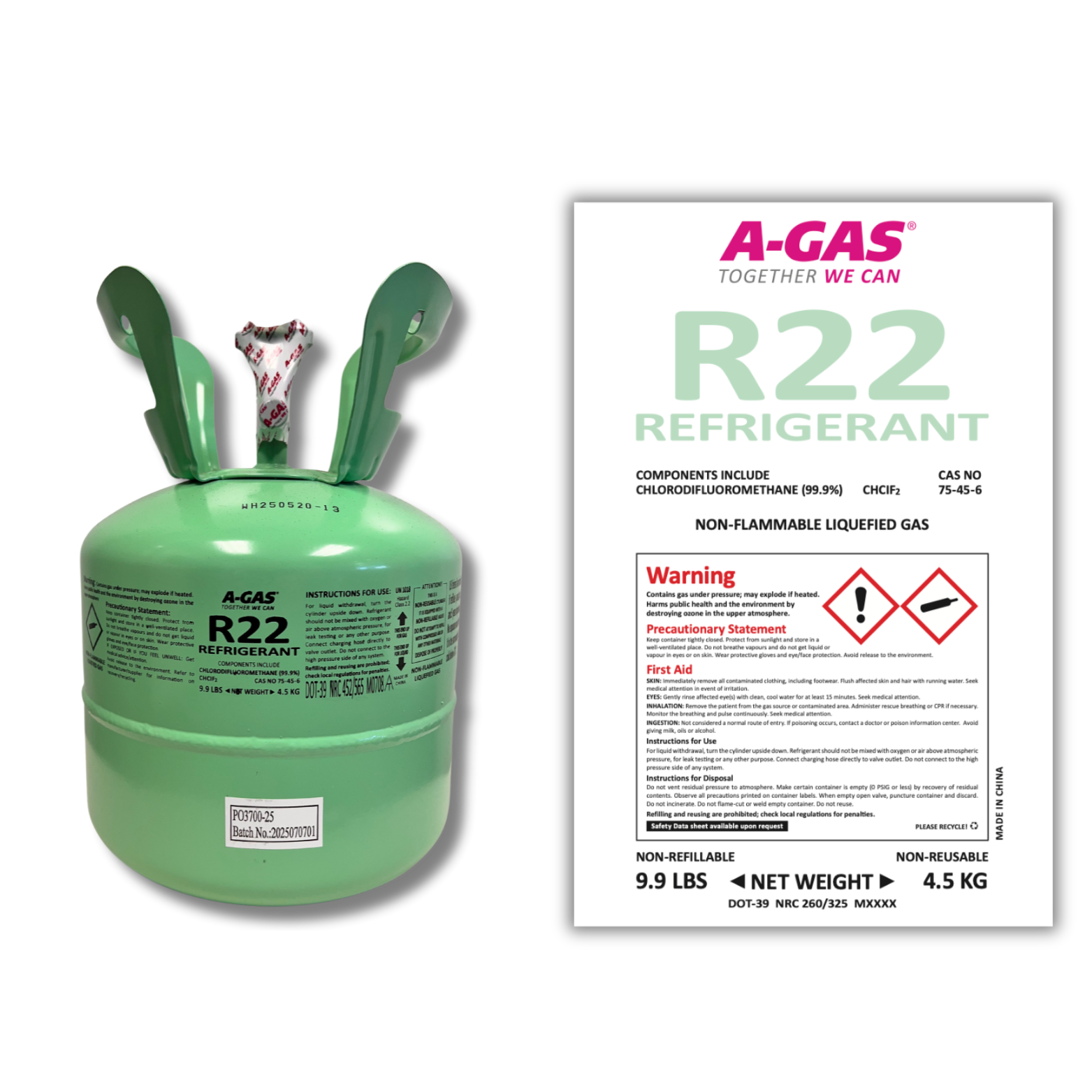 R22 in  4.5Kg Disposable Can CoolGas