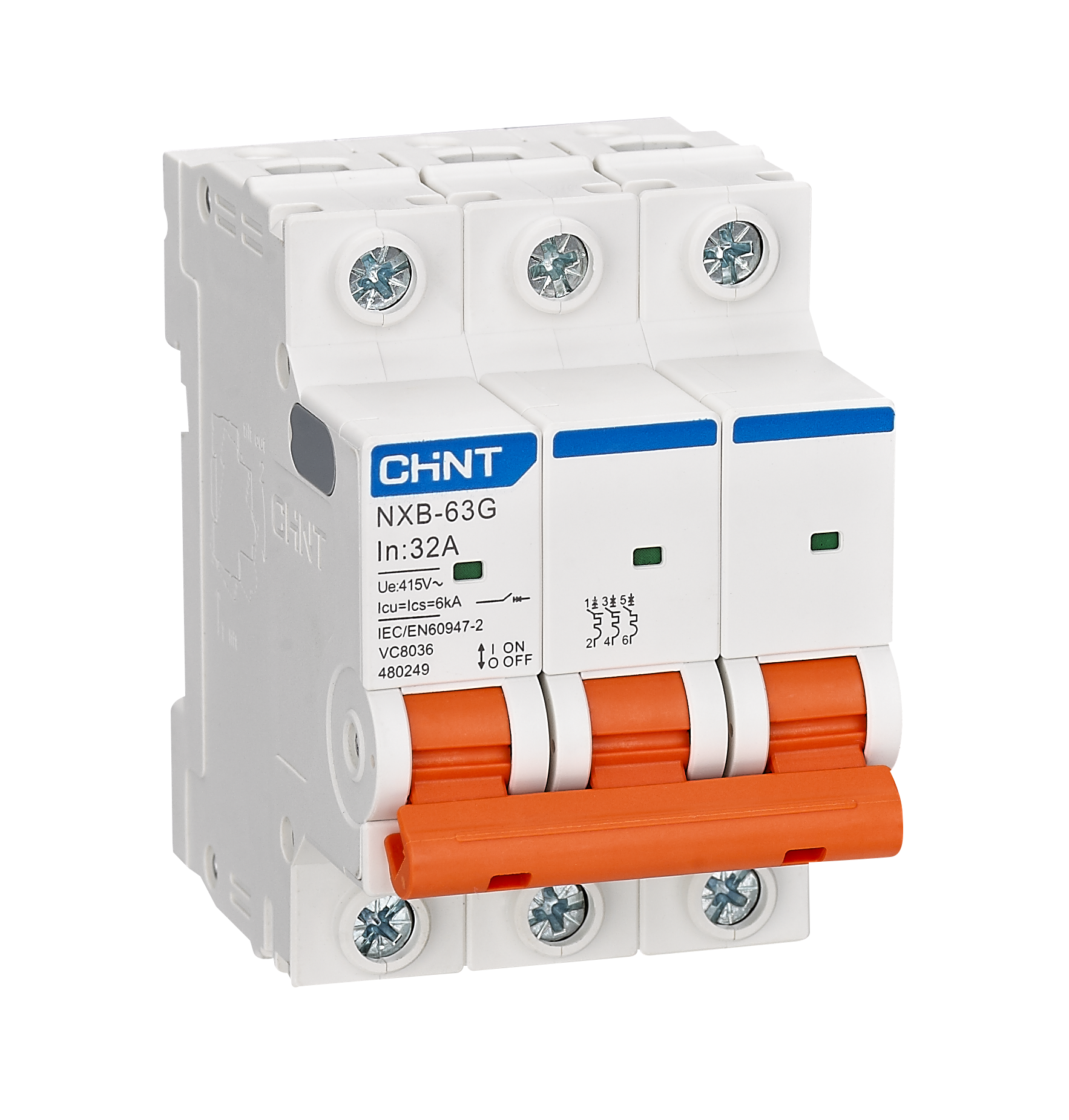 20A 6kA 3P Circuit Breaker D-Curve