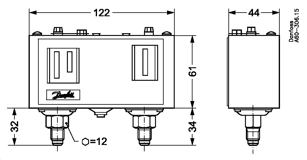 KP15 Pressure Switch HP/LP  HP Manual Reset - LP Auto Reset - LP Alarm