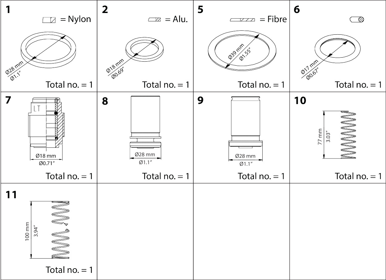 Overhaul kit, Piston, sealing, Packing gland