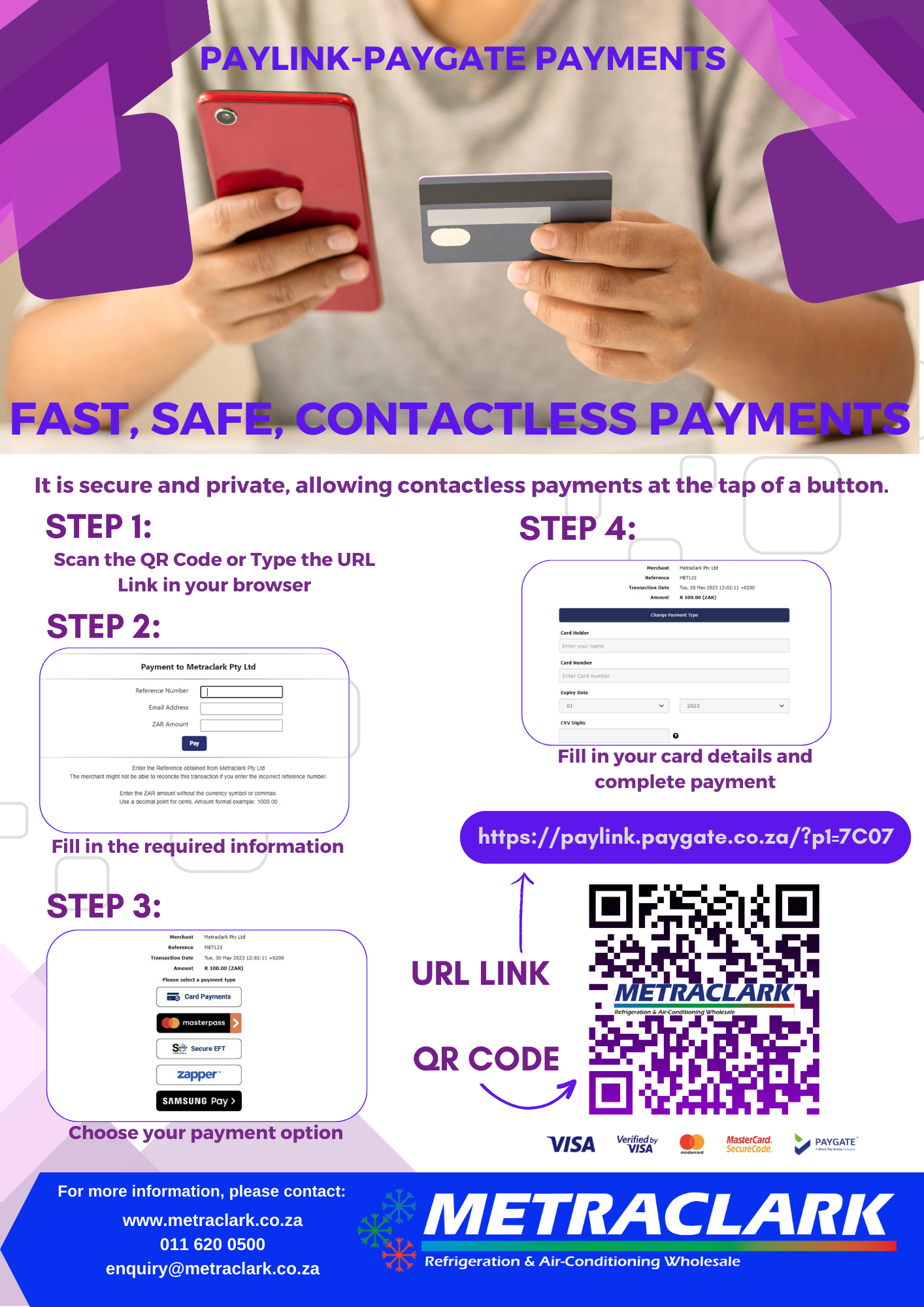 Paylink/Paygate Payments-Fast, Safe, Contactless Payments for Your Convenience at Metraclark!