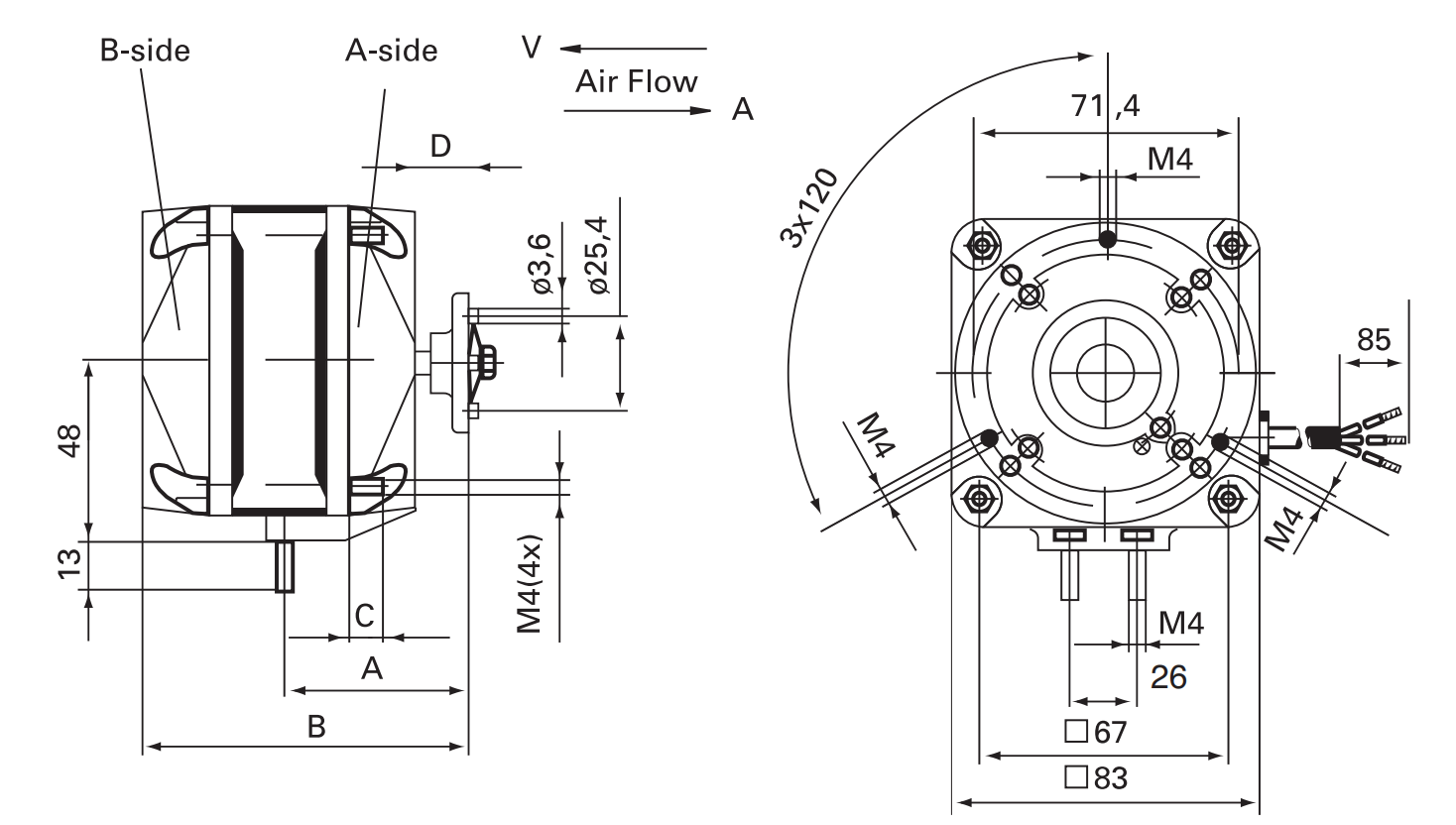 34W Shaded Pole Motor EBM M4Q045-EF01-21